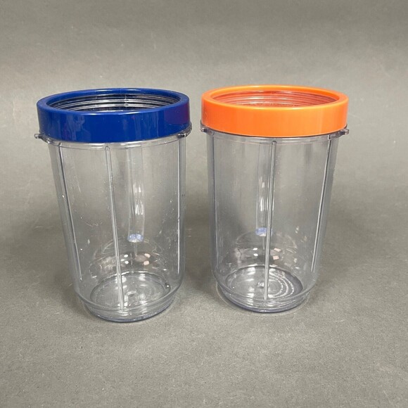 Magic Bullet Cups Party Mugs with Blue Orange Comfort Lip Rings Lot of 2 - Picture 4 of 6